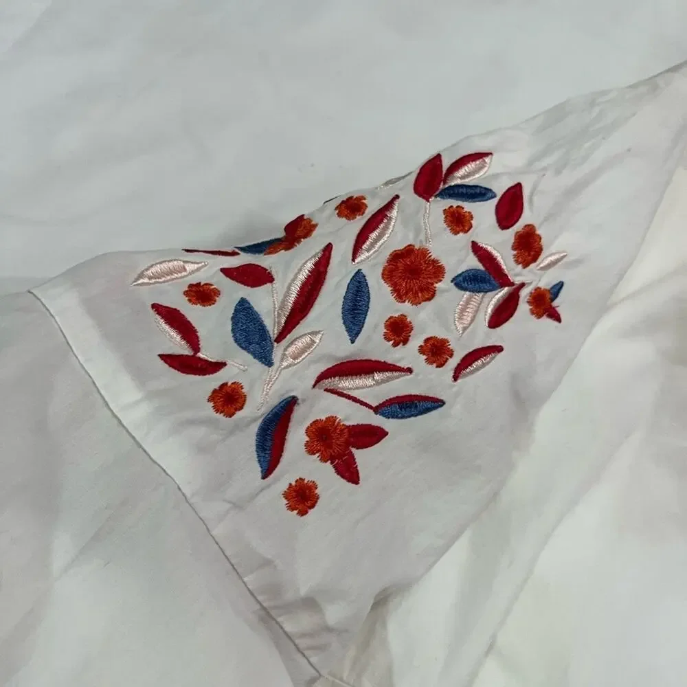 Mud Pie Michelle Embroidered Floral Scalloped 3/4 Sleeve Summer Dress Size L - Picture 4 of 9